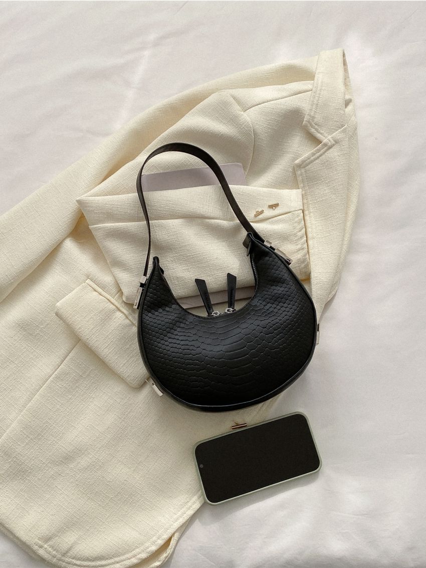Mini Snakeskin Print Hobo Bag