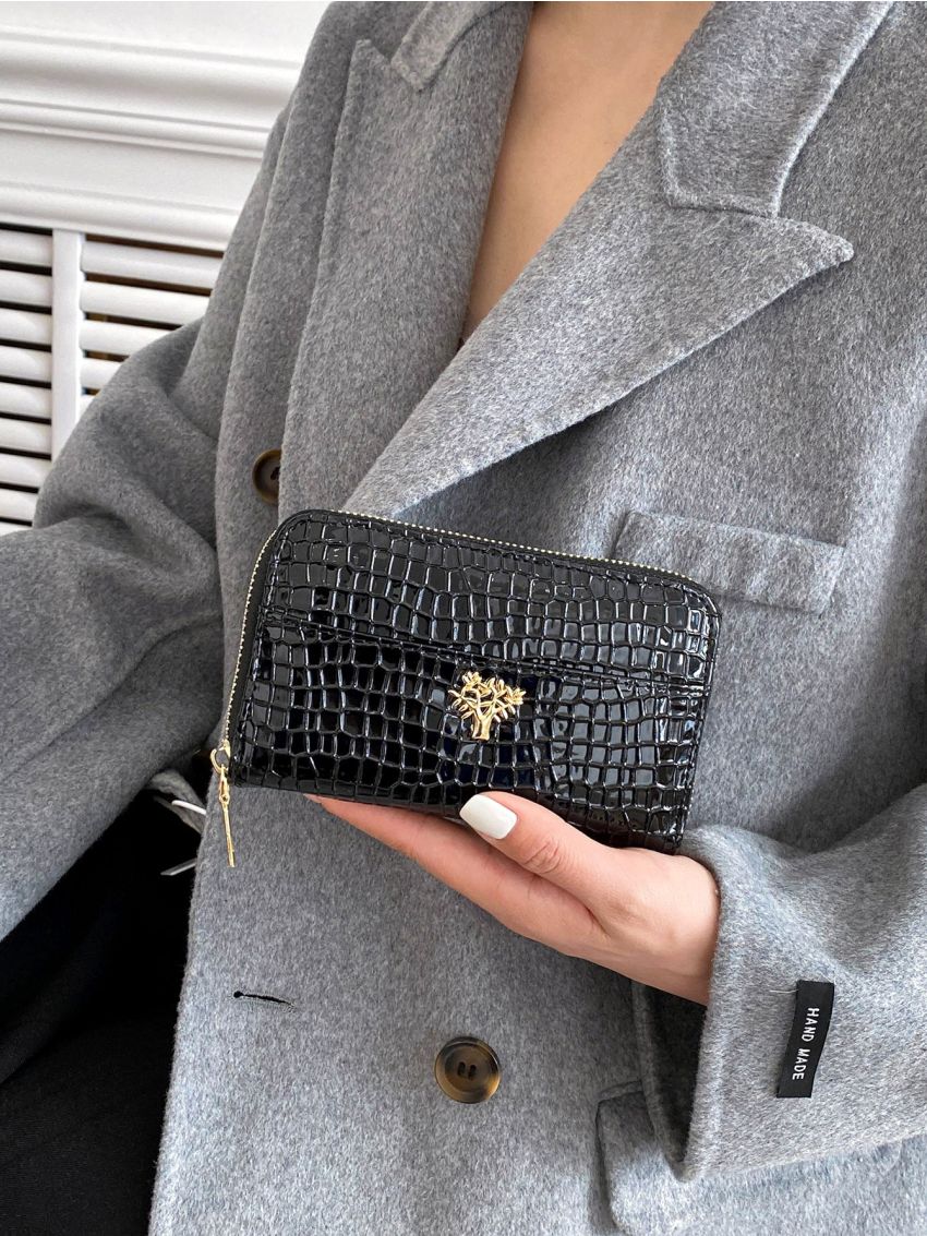 Litchi Embossed Tree Decor Card Holder