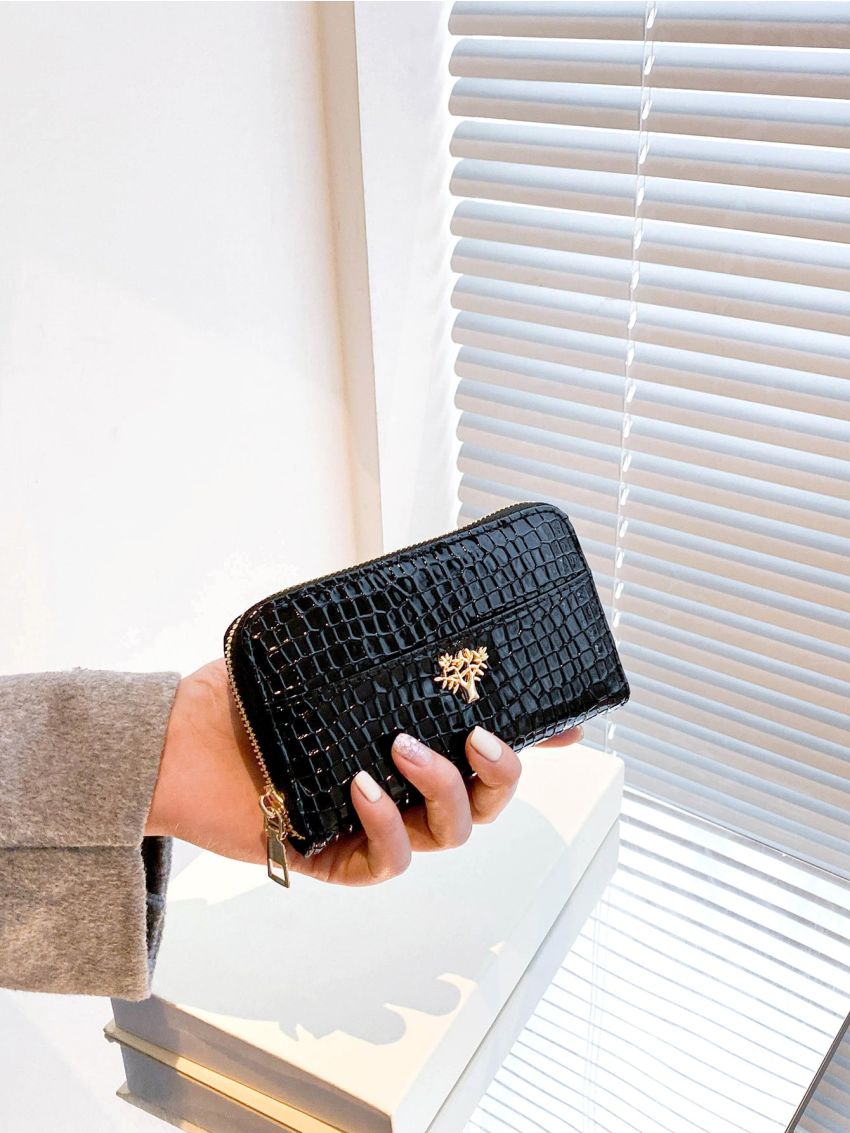 Litchi Embossed Tree Decor Card Holder