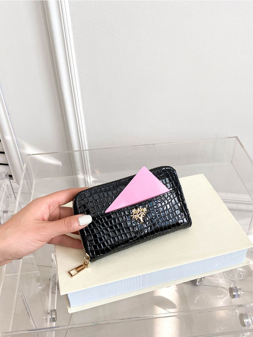 Litchi Embossed Tree Decor Card Holder