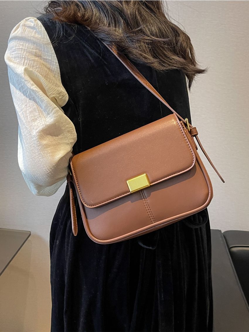 Metal Decor Flap Square Bag