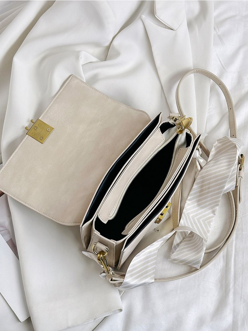 Metal Decor Flap Square Bag