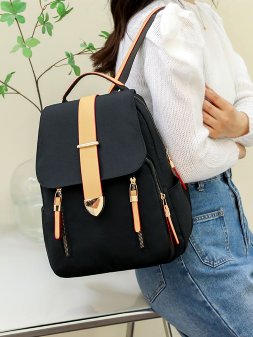Colorblock Flap Backpack