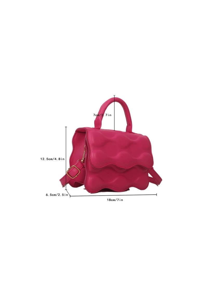 Mini Geometric Embossed Neon Pink Flap Novelty Bag