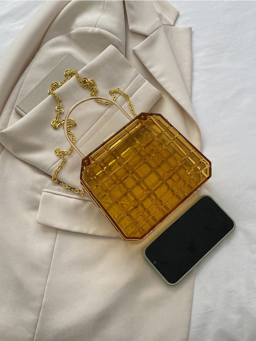 Mini Metallic Geometric Embossed Chain Box Bag