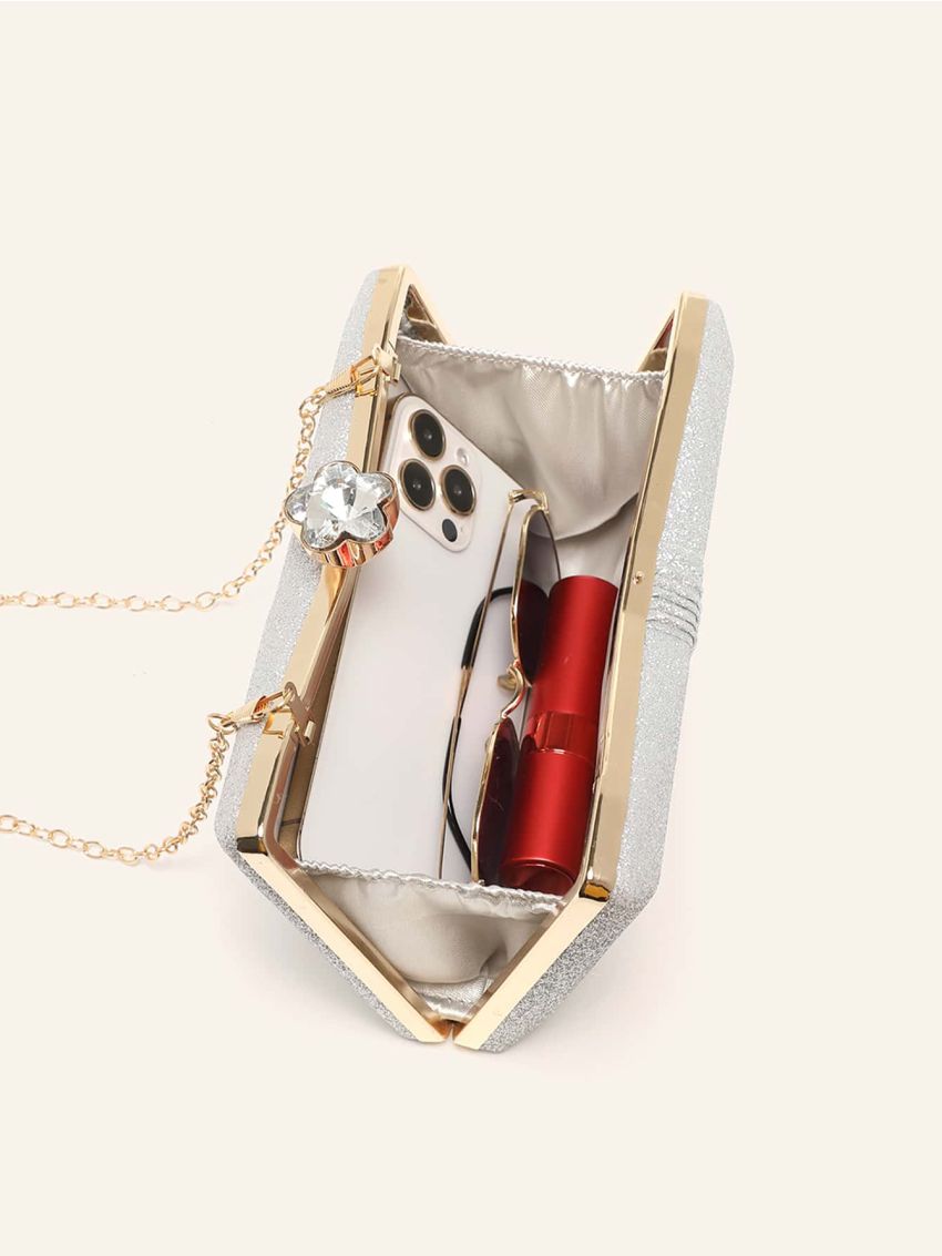 Mini Glitter Decor Chain Box Bag