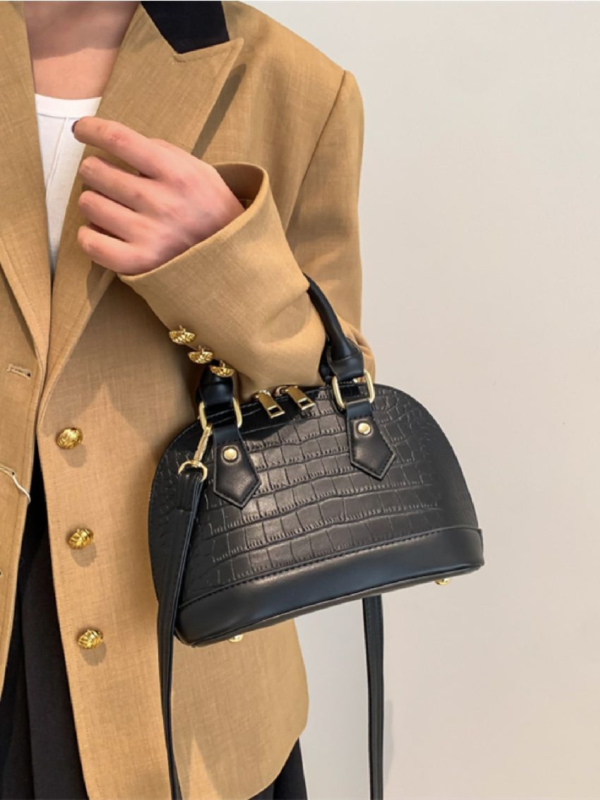 Crocodile Embossed Dome Bag