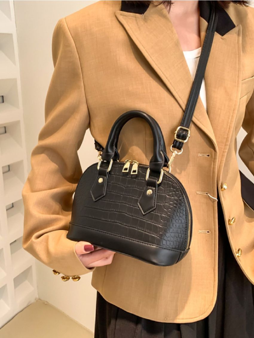 Crocodile Embossed Dome Bag