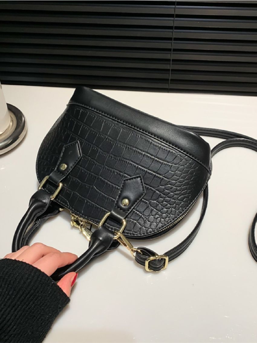 Crocodile Embossed Dome Bag