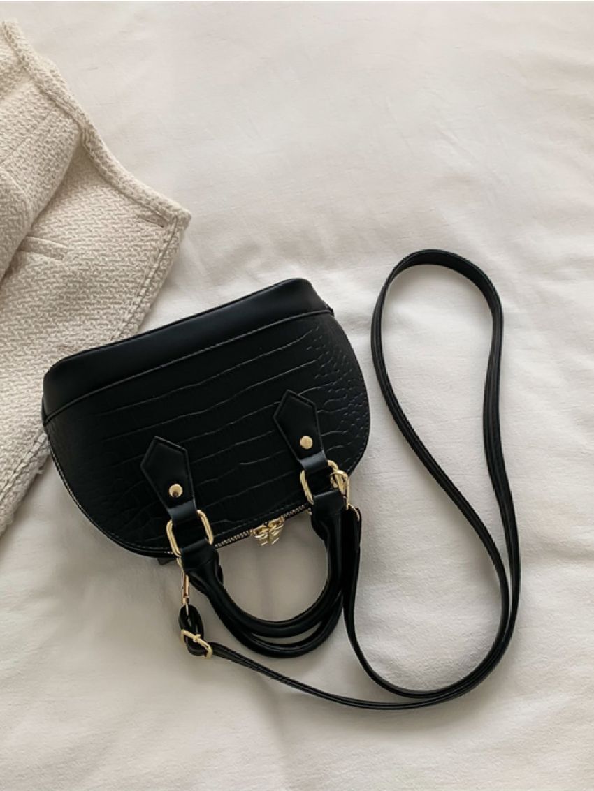 Crocodile Embossed Dome Bag