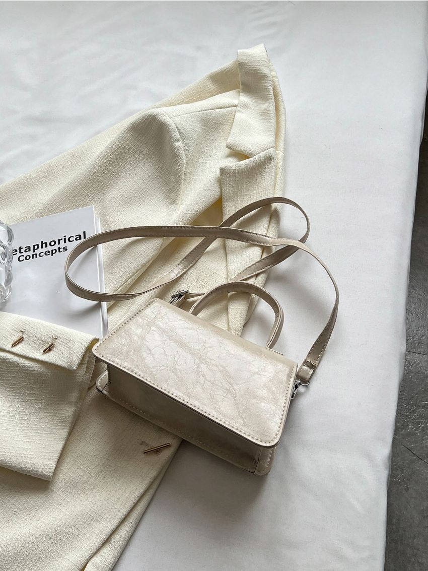 Letter Graphic Flap Square Bag