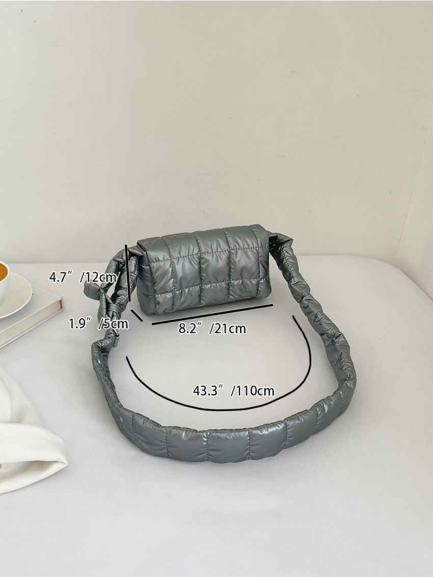 Quilted Detail Flap Square Bag