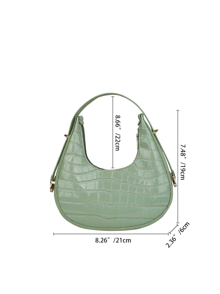 Crocodile Embossed Hobo Bag