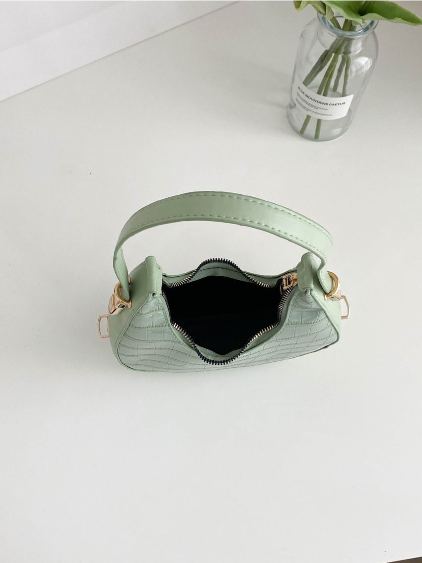 Crocodile Embossed Hobo Bag