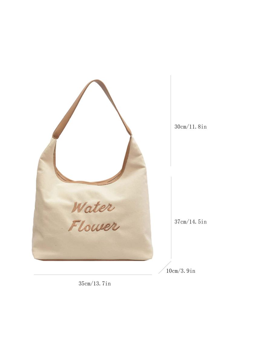 Letter Embroidered Hobo Bag