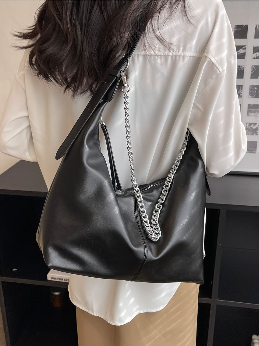 Chain Decor Hobo Bag