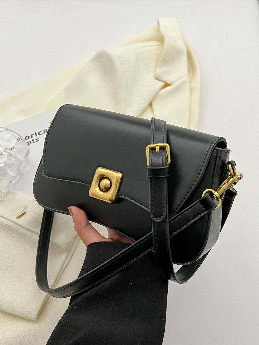 Metal Lock Flap Square Bag