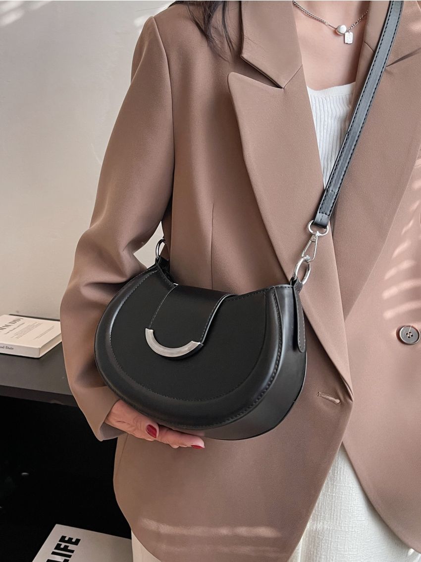 Metal Decor Hobo Bag, Clear Bag