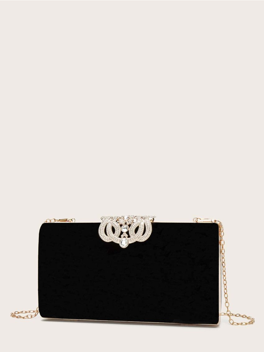 Rhinestone Decor Chain Box Bag
