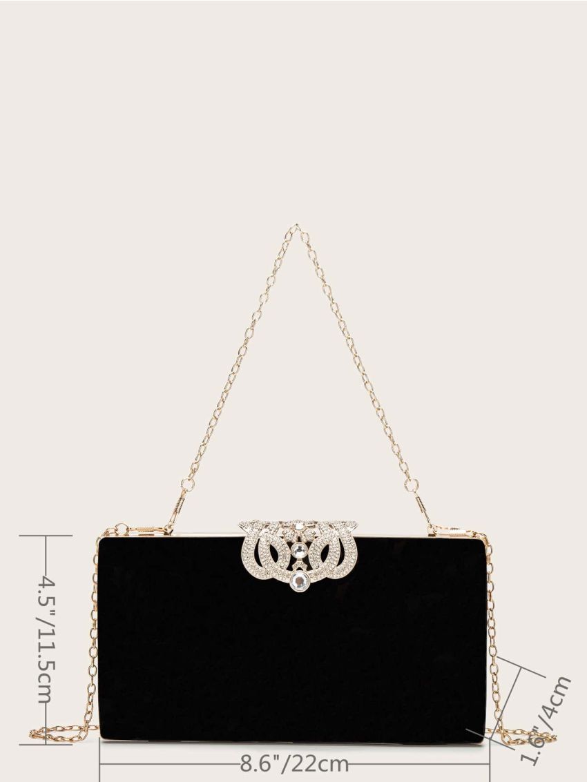 Rhinestone Decor Chain Box Bag