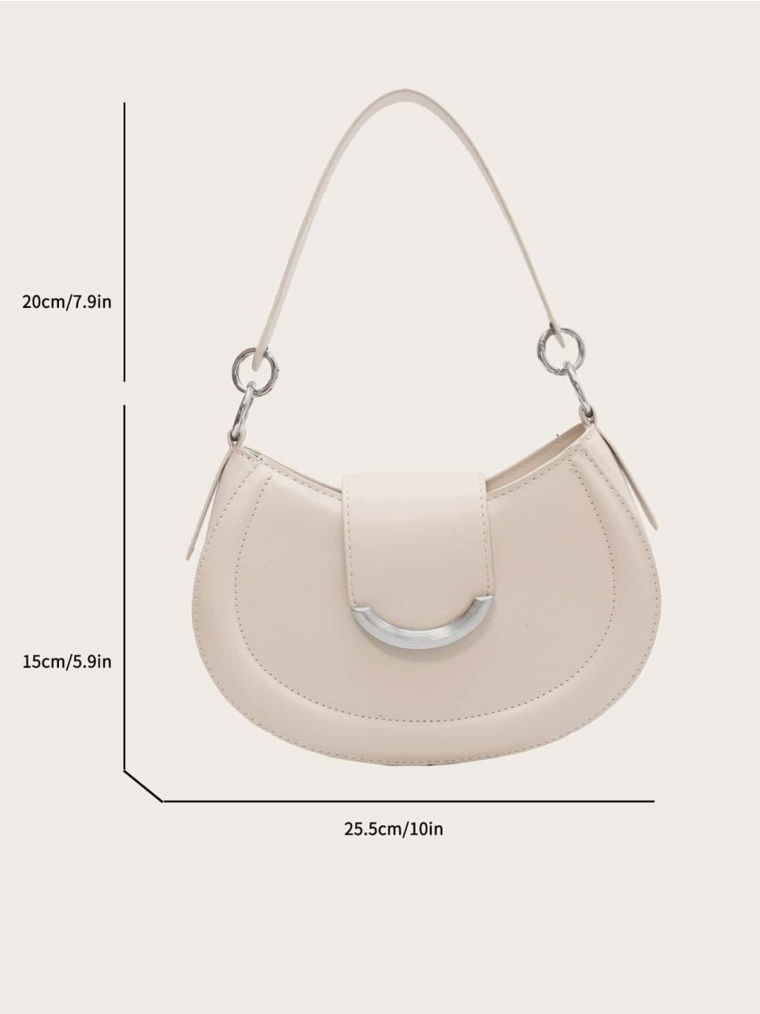 Metal Decor Flap Hobo Bag