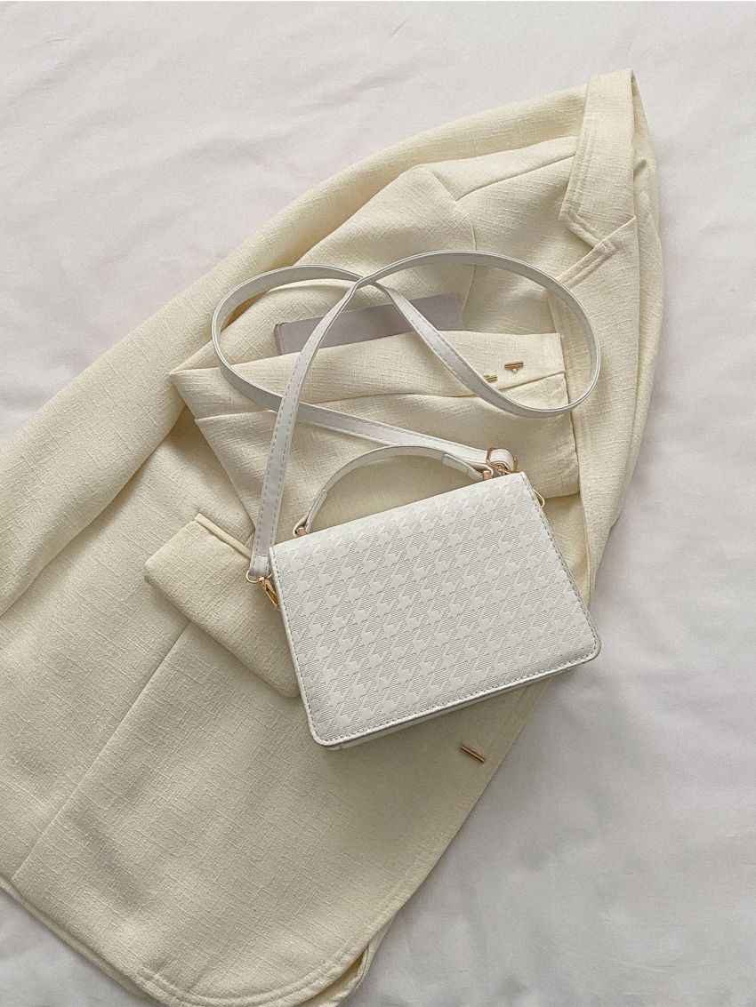 Geometric Embossed Flap Square Bag