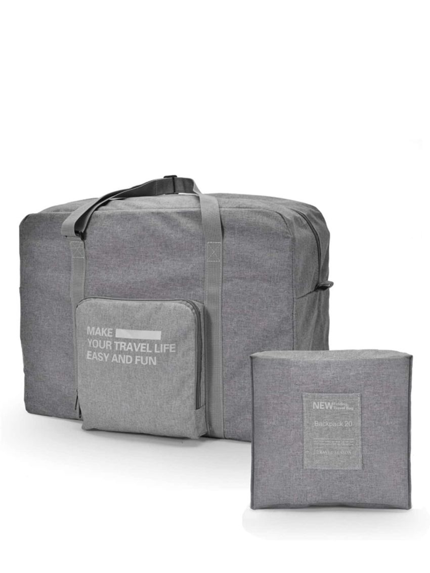 Letter Graphic Pocket Front Duffel Bag