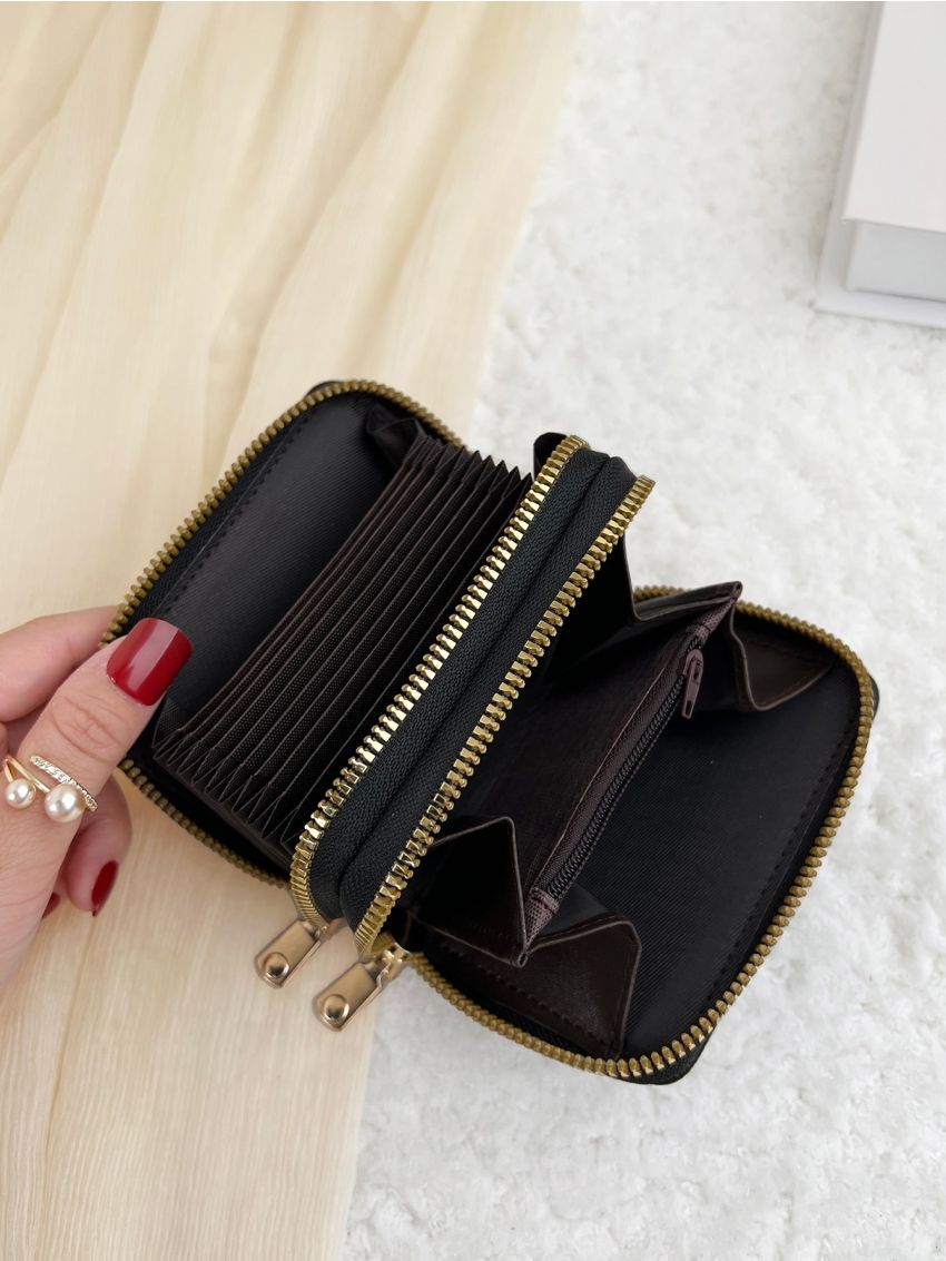 Litchi Embossed Card Holder Card Organizer For Storage Credit Cards