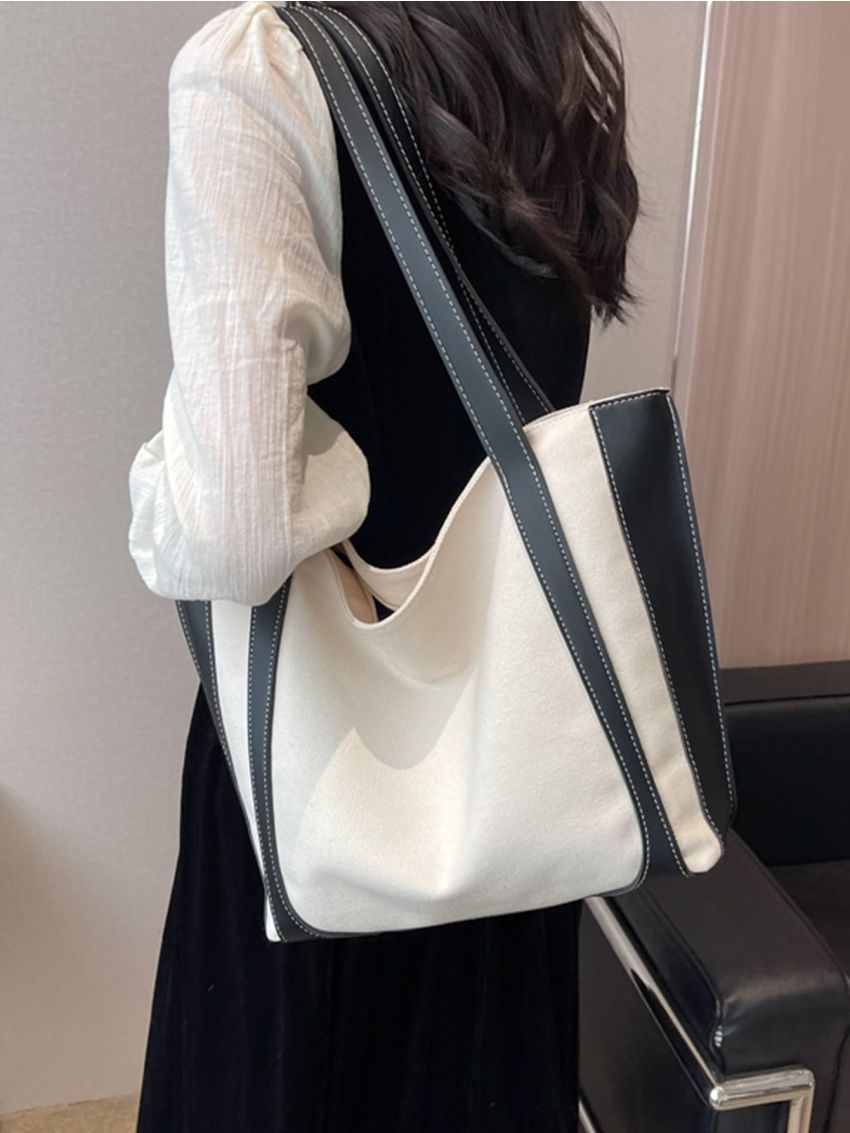 Two Tone Shoulder Tote Bag