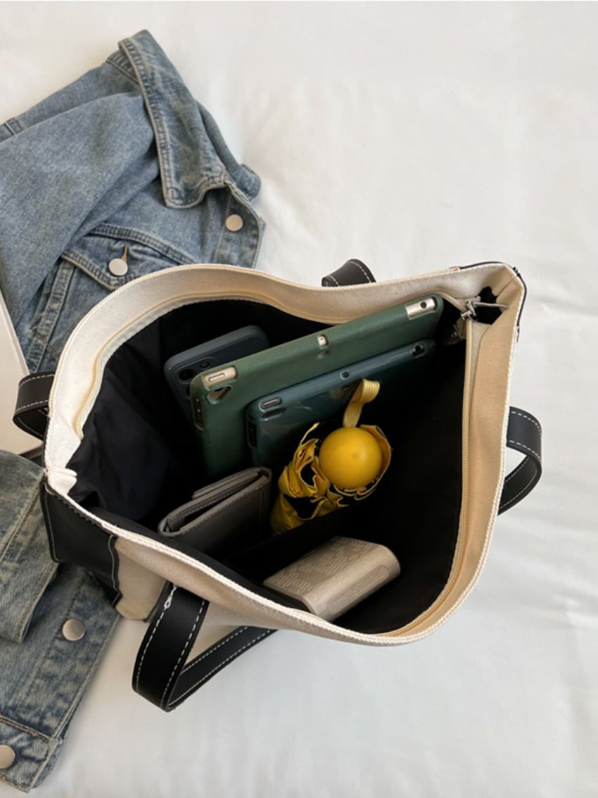 Two Tone Shoulder Tote Bag