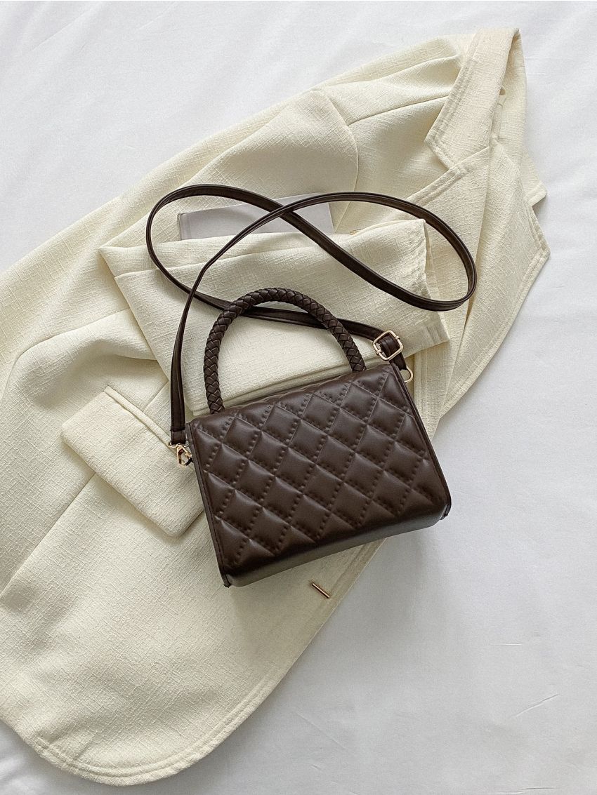 Mini Geometric Embossed Flap Square Bag