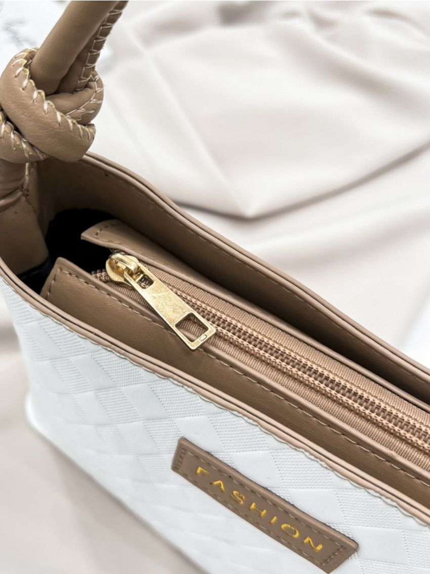 Geometric Embossed Letter Patch Decor Square Bag