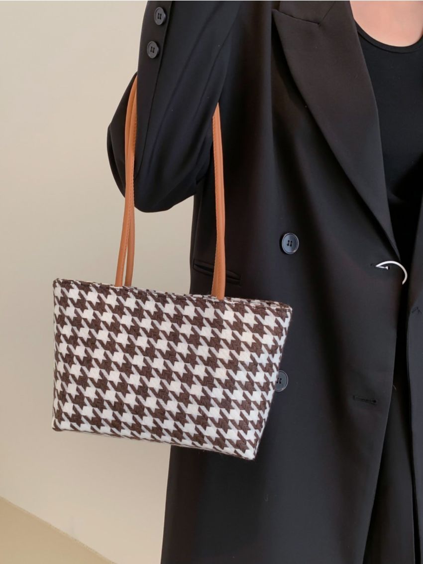 Houndstooth Pattern Square Bag