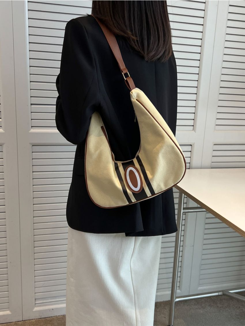 Letter Patch Decor Hobo Bag