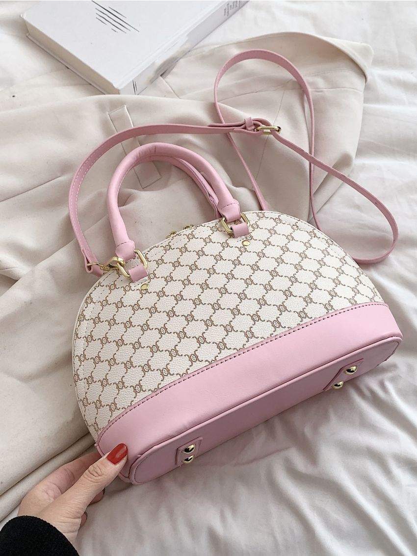 Geometric Pattern Double Handle Dome Bag