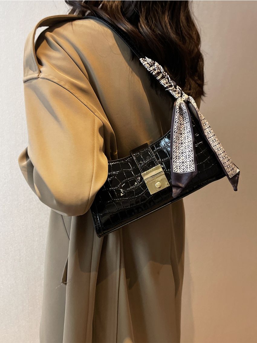 Twilly Scarf Decor Baguette Bag