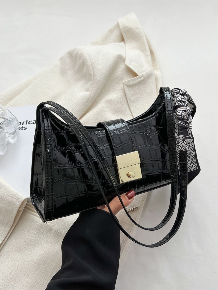 Twilly Scarf Decor Baguette Bag