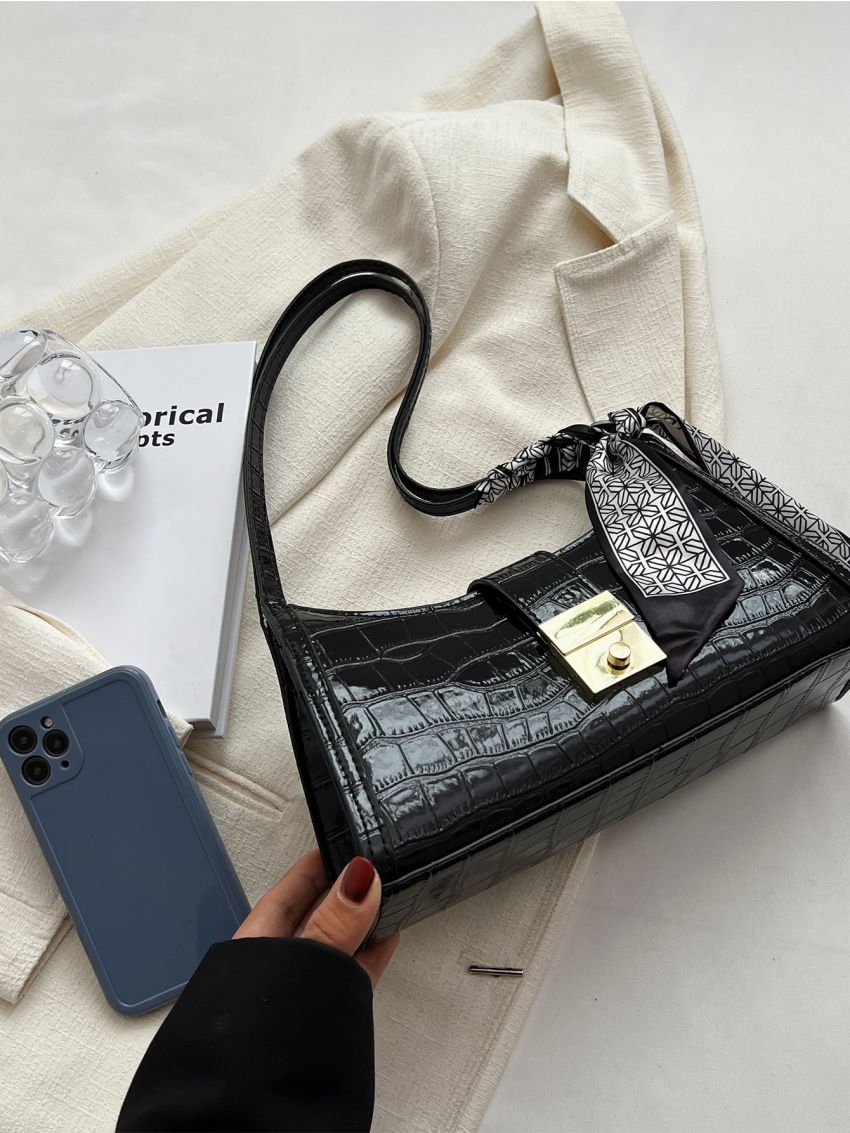 Twilly Scarf Decor Baguette Bag