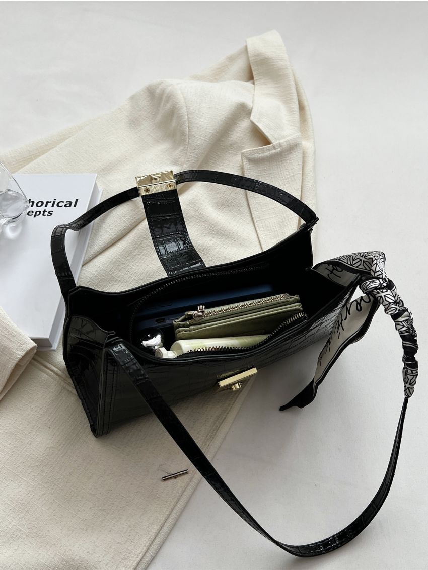 Twilly Scarf Decor Baguette Bag