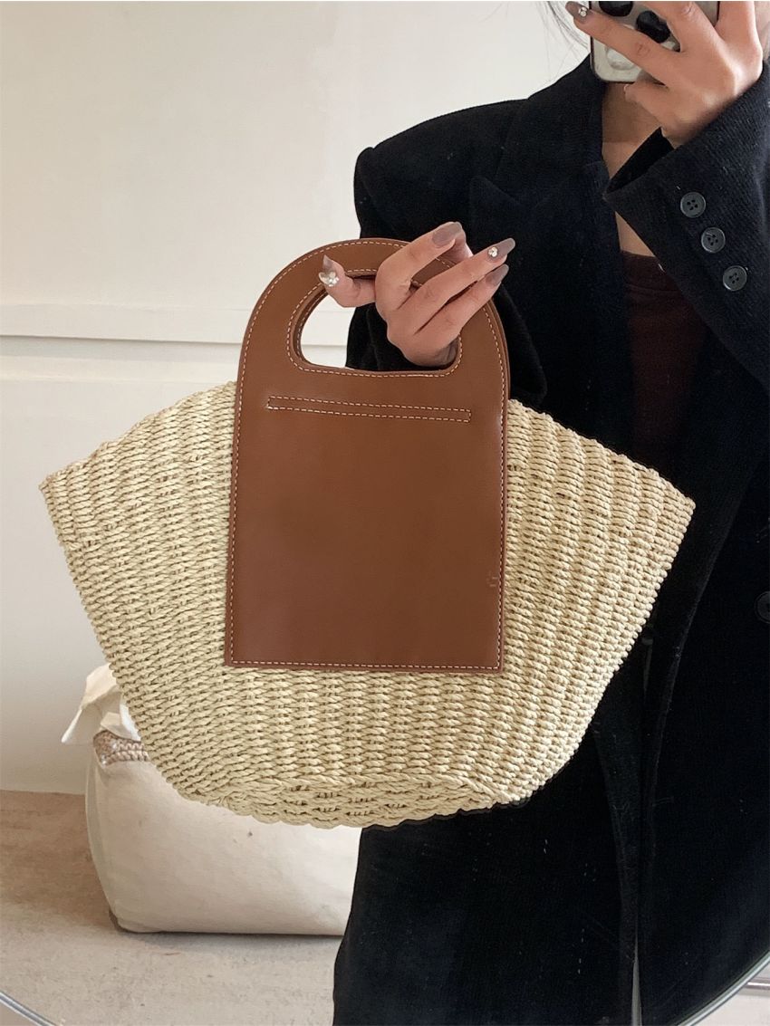 Two Tone Straw Bag