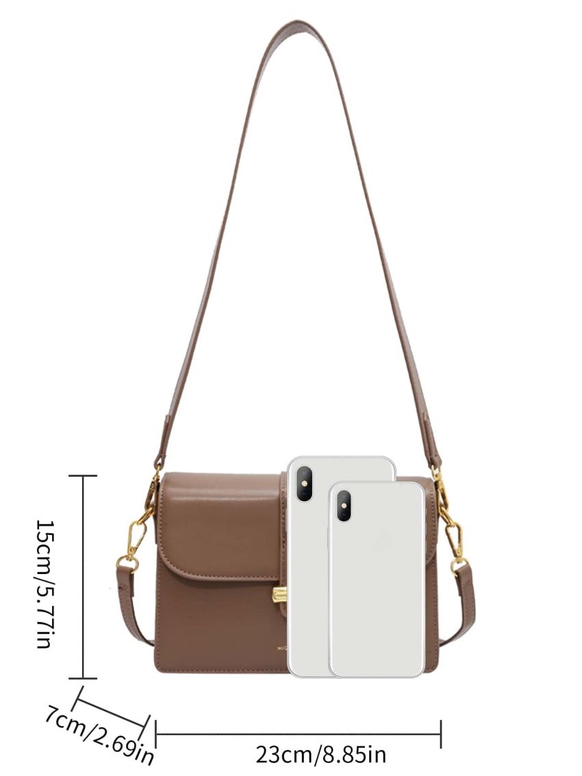 Letter Detail Flap Square Bag