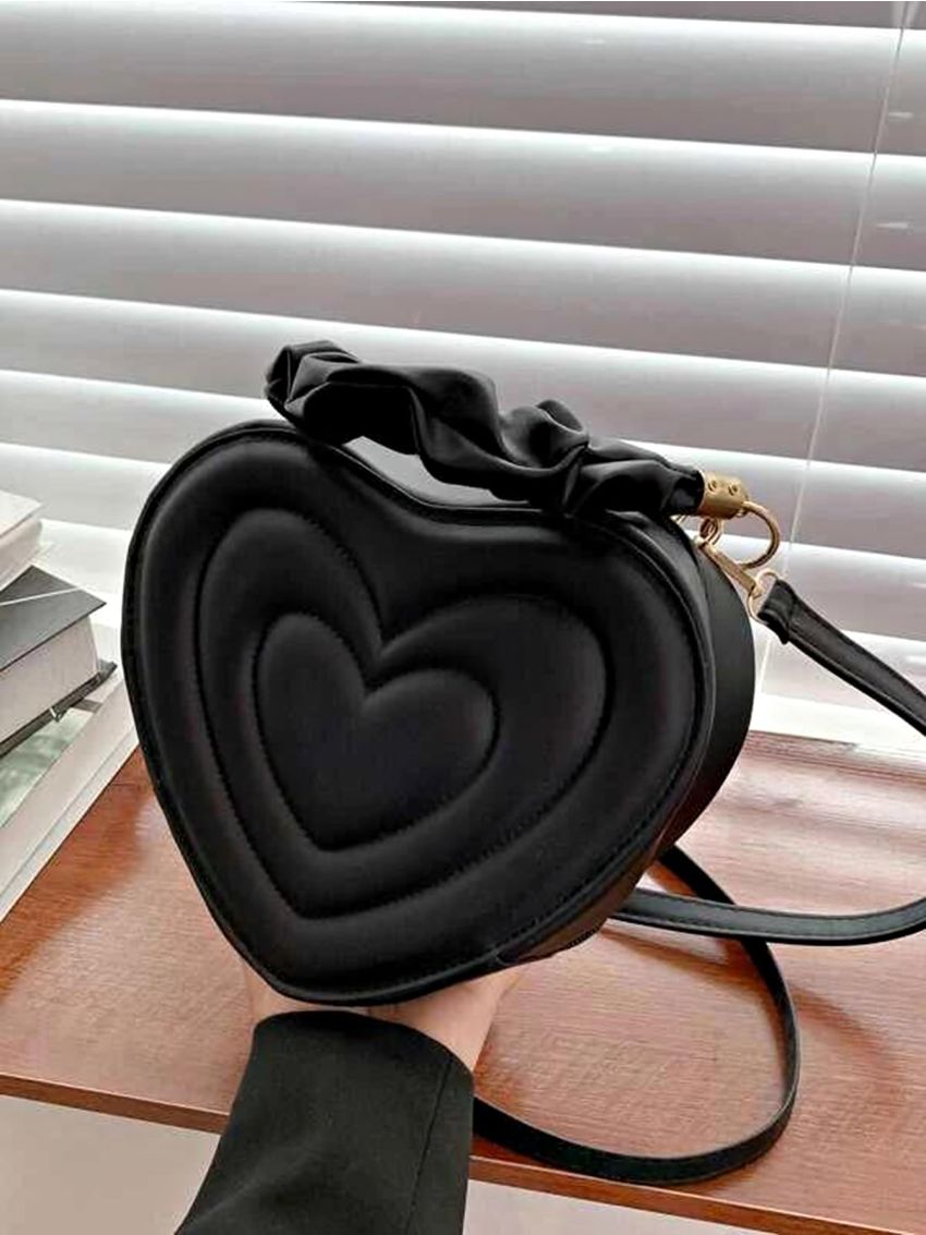Mini Quilted Detail Heart Design Novelty Bag