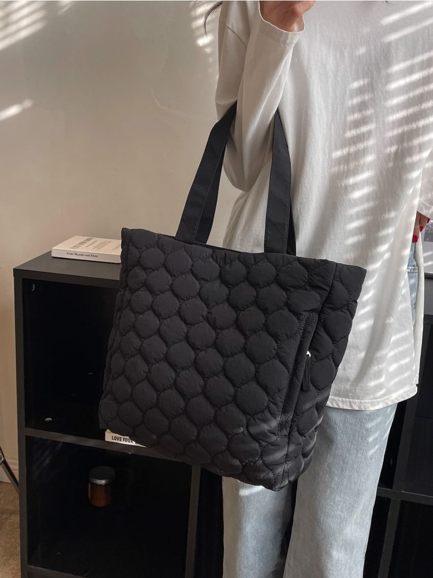 Minimalist Quilted Shoulder Tote Bag
