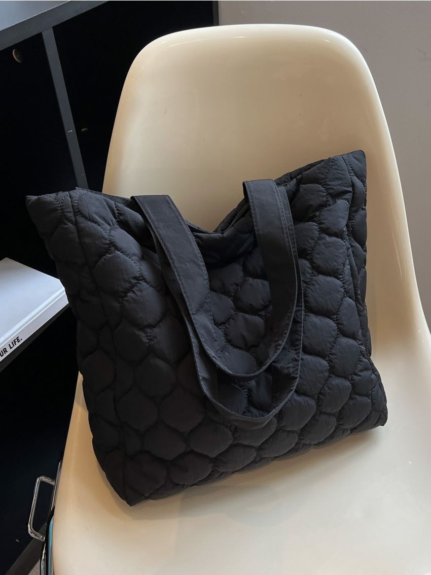 Minimalist Quilted Shoulder Tote Bag