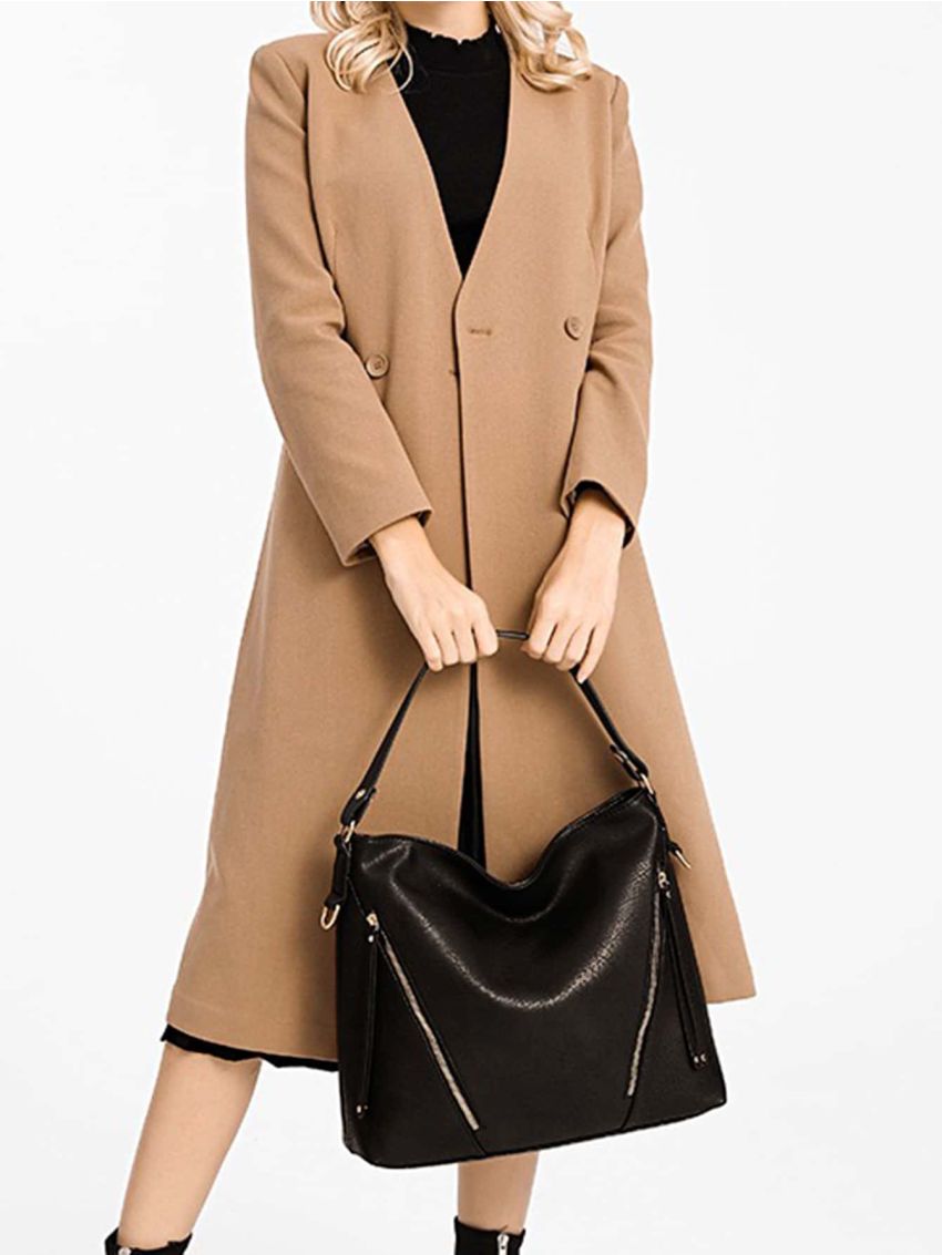 Litchi Embossed Vintage Design Hobo Bag With Wristlet Bag