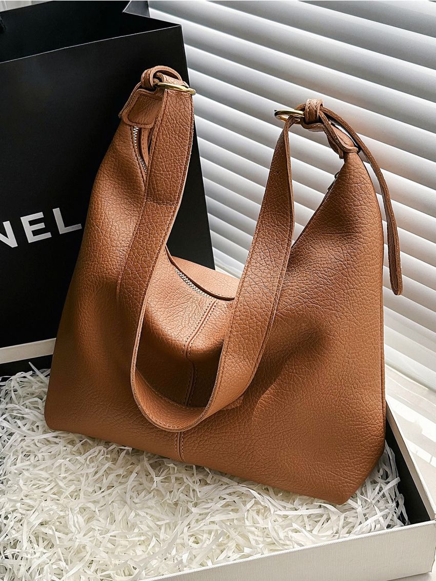 Litchi Embossed Hobo Bag