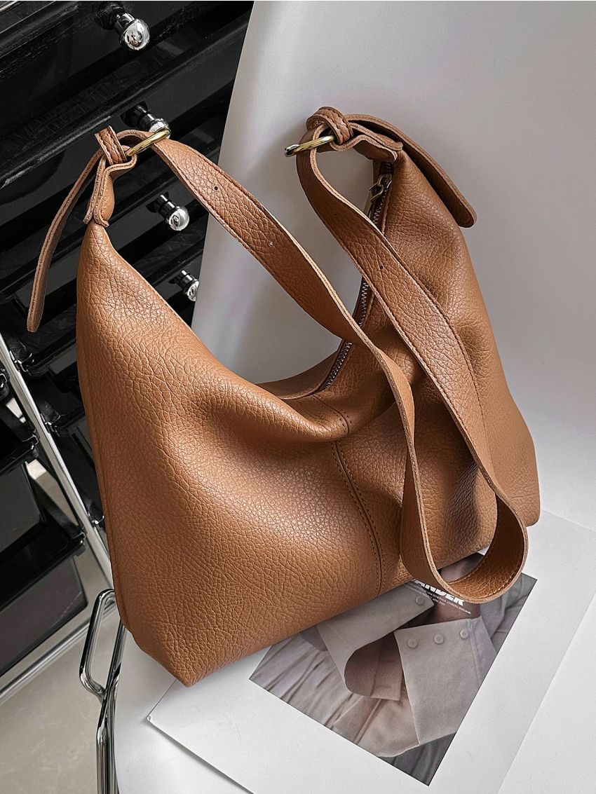 Litchi Embossed Hobo Bag