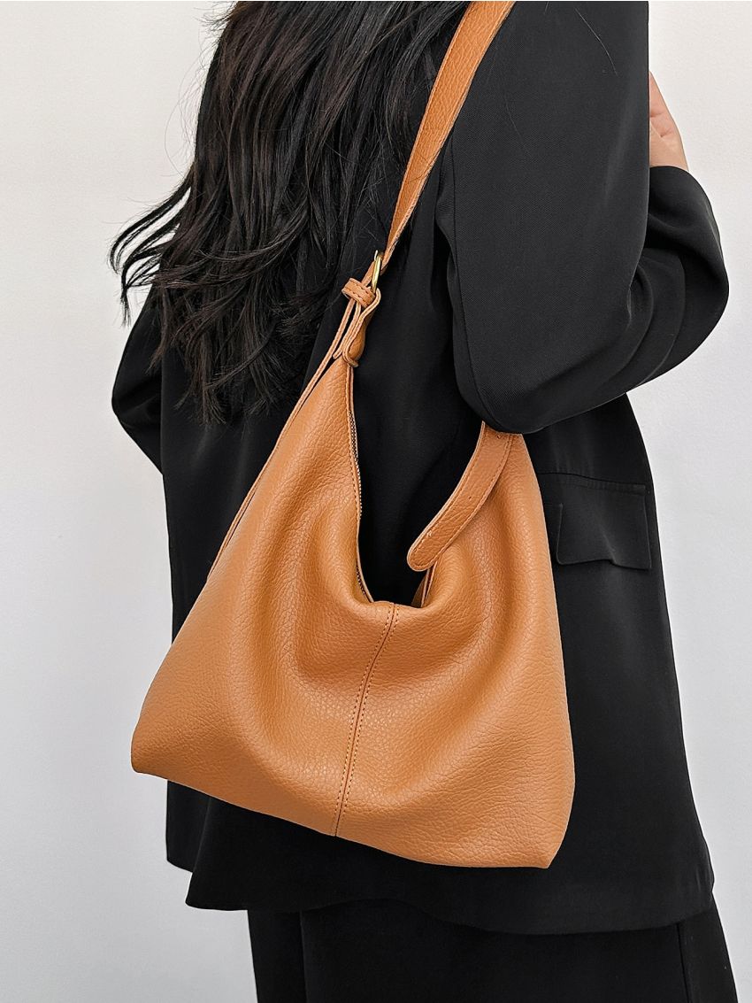 Litchi Embossed Hobo Bag