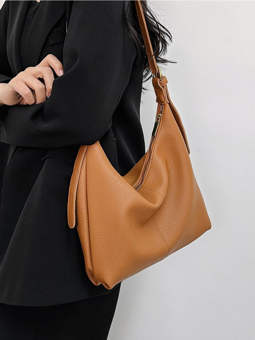 Litchi Embossed Hobo Bag