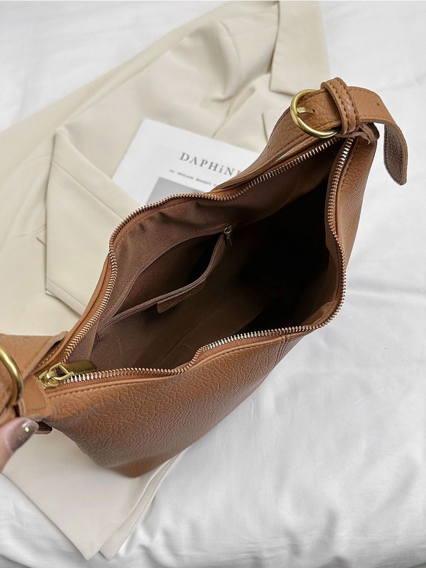Litchi Embossed Hobo Bag